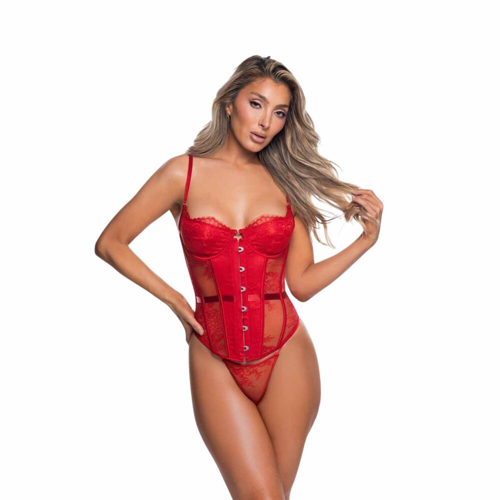 Red Lace Corset Bustier Top | Underwire Balconette | XS–L | SALE